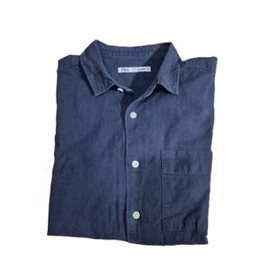 ZARA NAVY LONG-SLEEVE SHIRT