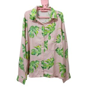 Casual Shirt Wanita green pink