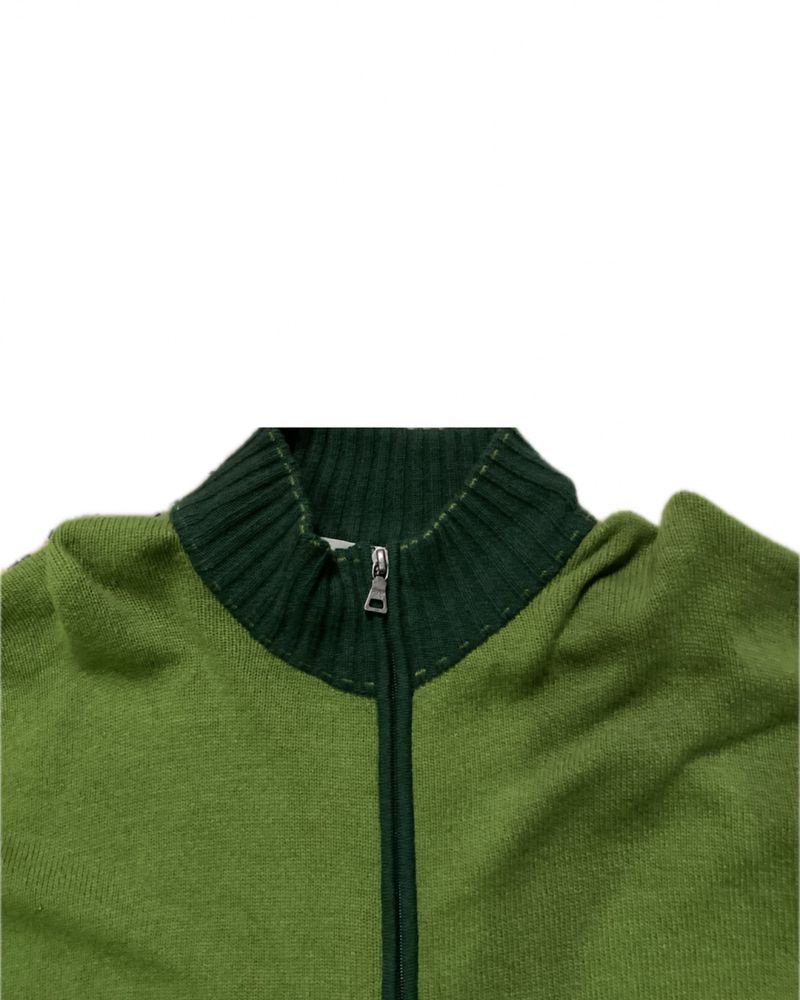 high neck zip up knit green, foto 2