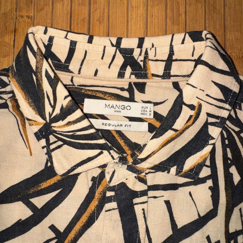 MANGO REGULAR FIT FLORAL PATTERN LINEN LONG SLEEVE SHIRT, foto 3
