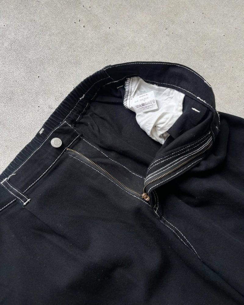 Basic cargo longpants contrast stitching black jeans, loose, foto 3