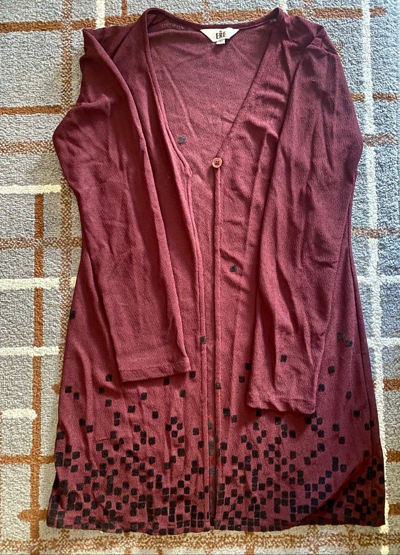 ERE Maroon Long Cardigan Blouse - Size M, foto 2