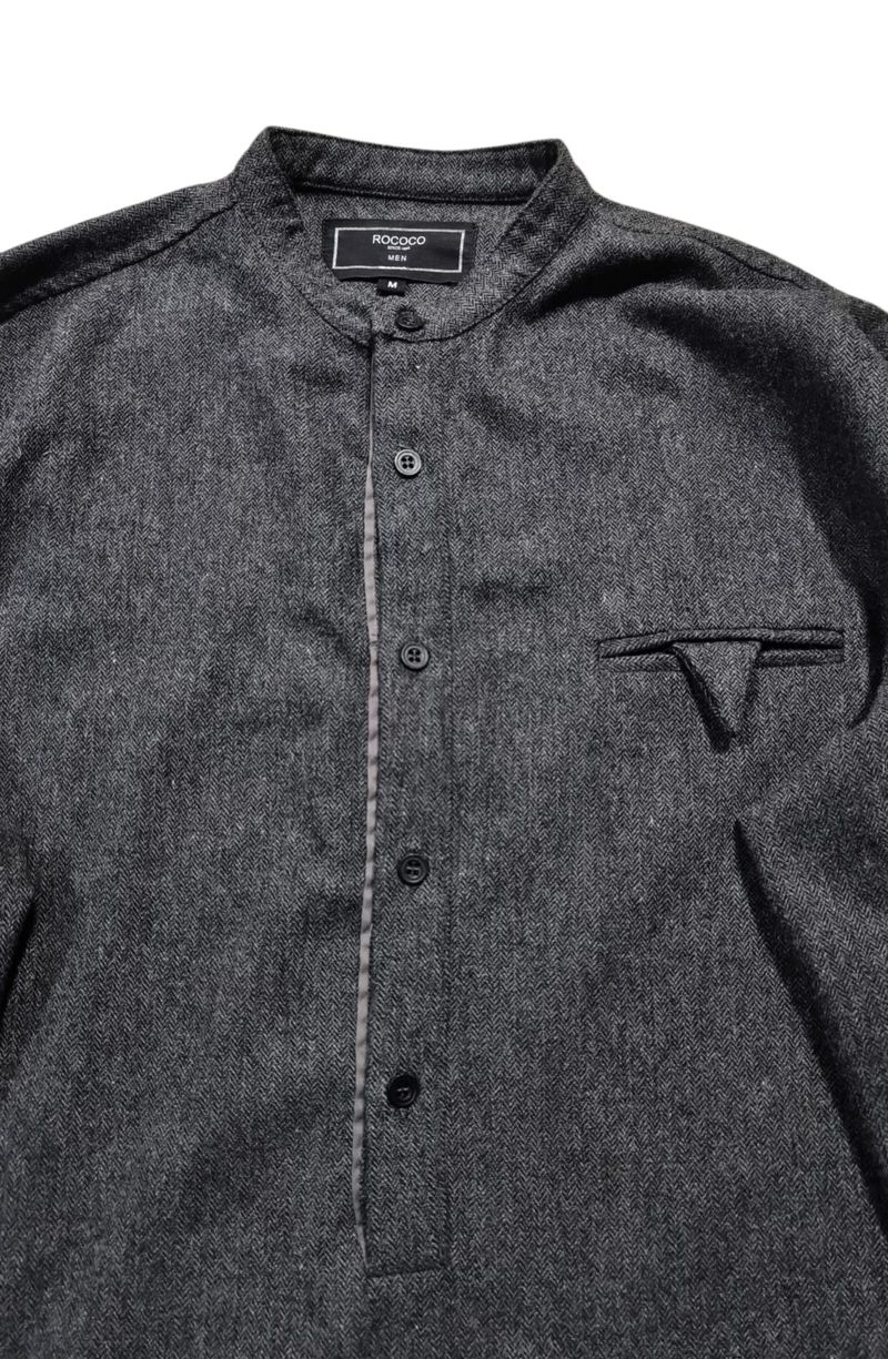 Rococo shanghai half button shirt wool, foto 3