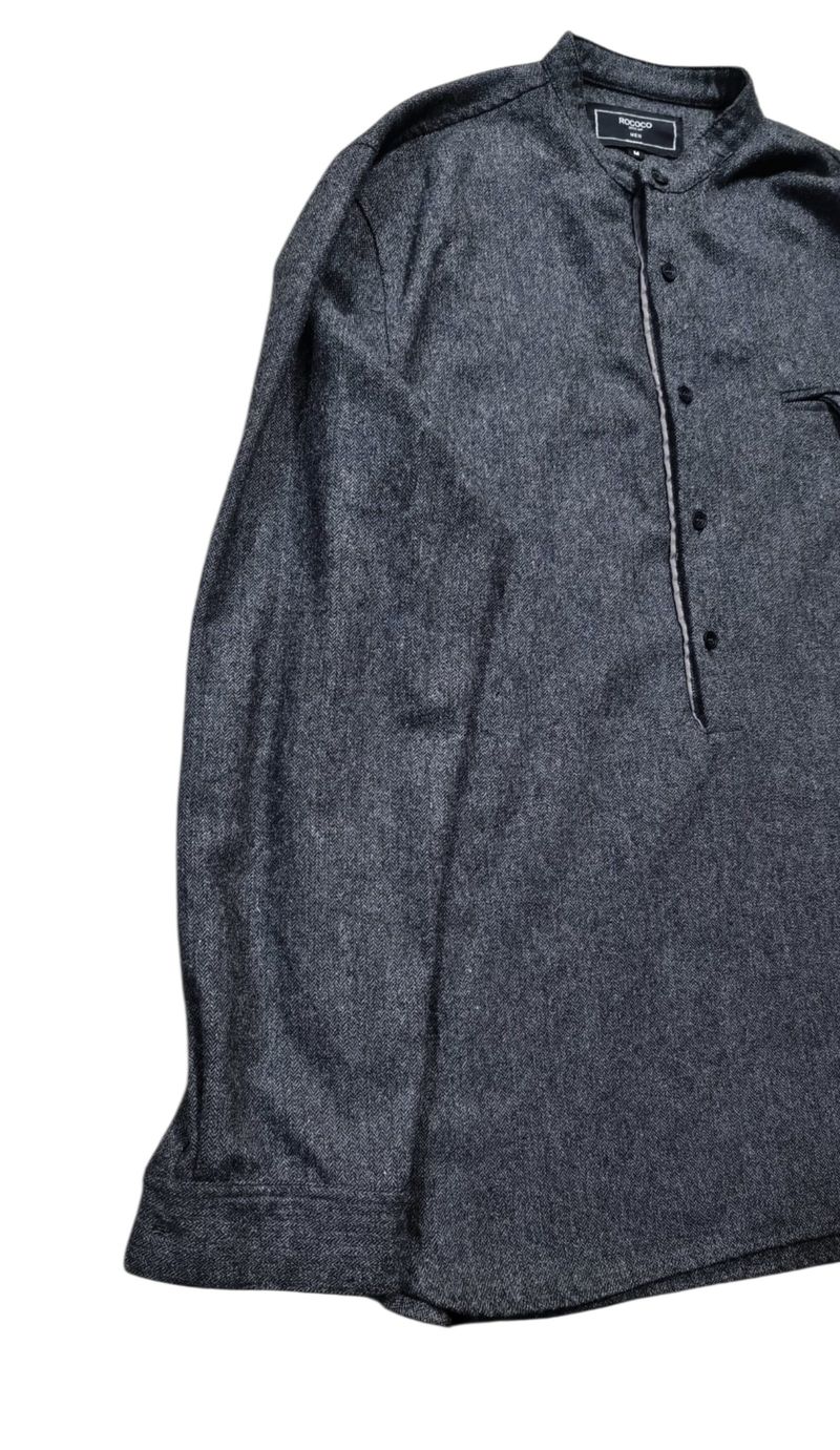 Rococo shanghai half button shirt wool, foto 4