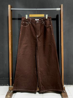 BAGGY BERSHKA DARK BROWN WIDE LEG
