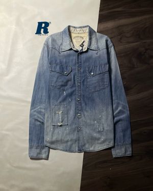 Ripped Denim Shirt Western TOMMY HILFIGER Size M