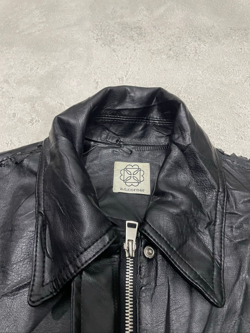 LEATHER JACKET BOXY ZIP UP A.T CORNER, foto 4