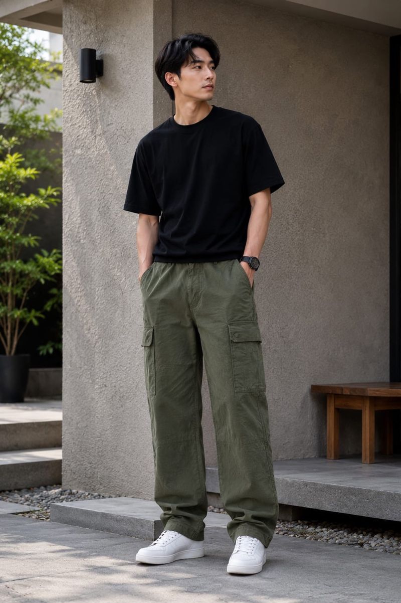 Cargopants Uniqlo Hijau, foto 2