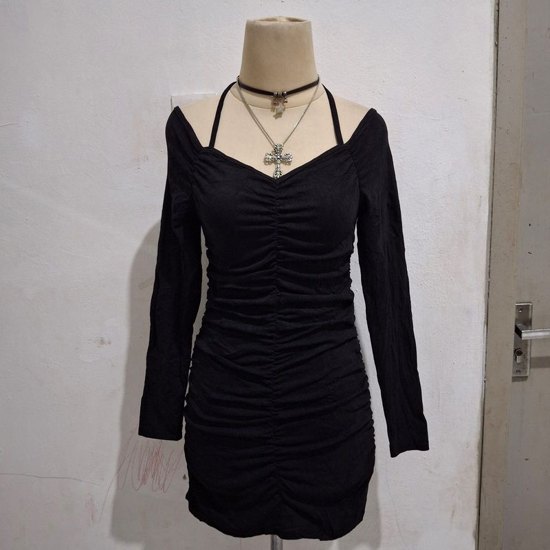 y2k off shoulder black dress, foto 3