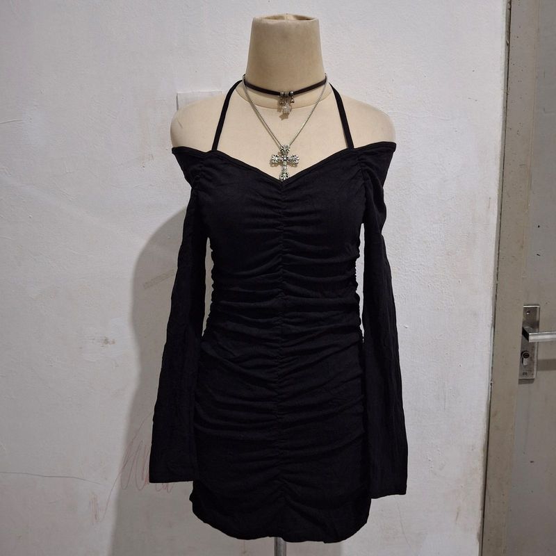 y2k off shoulder black dress, foto 5