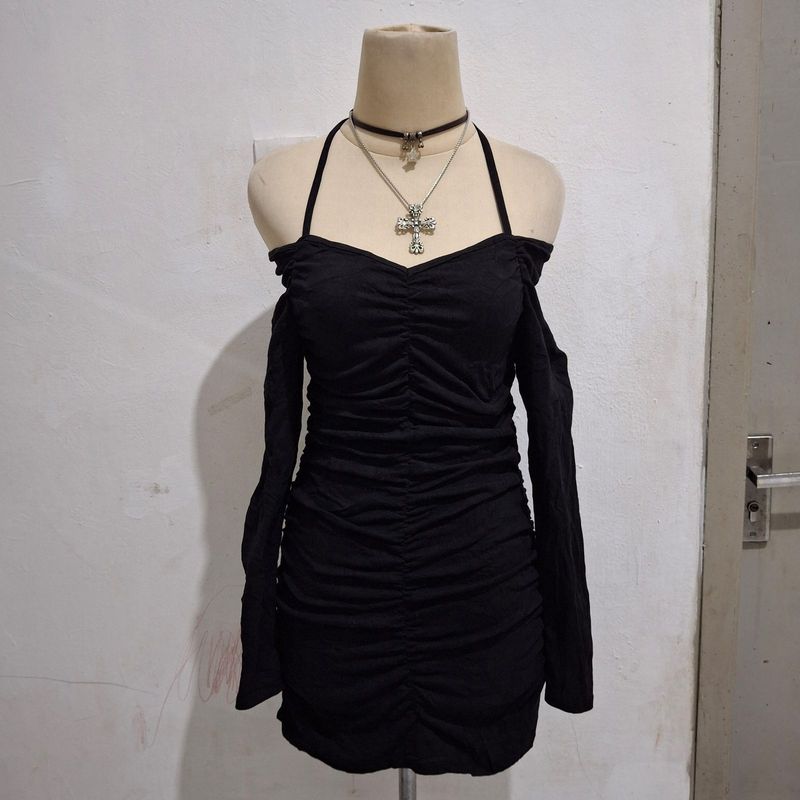 y2k off shoulder black dress, foto 2