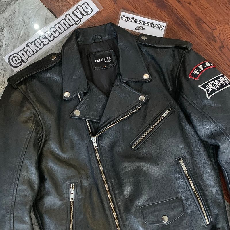 Biker Leather jacket Pria black, foto 4