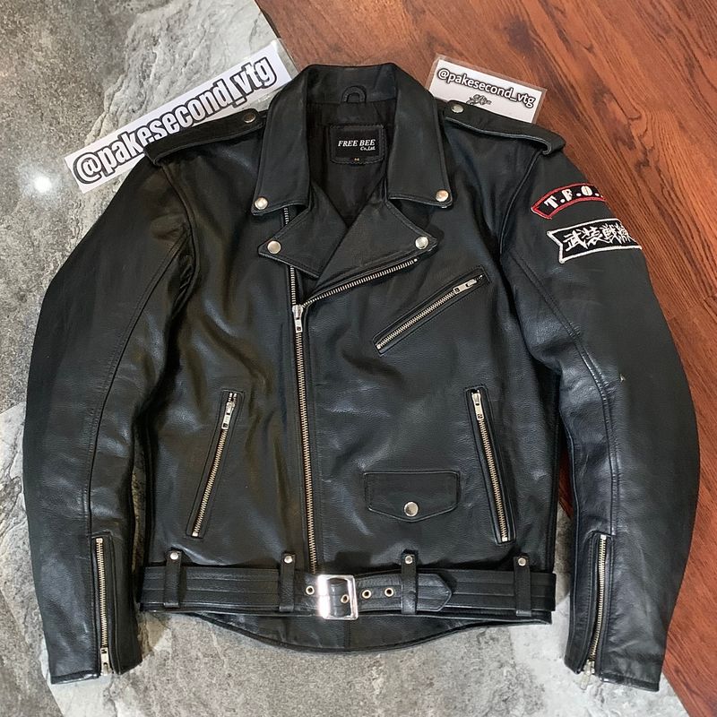 Biker Leather jacket Pria black, foto 3