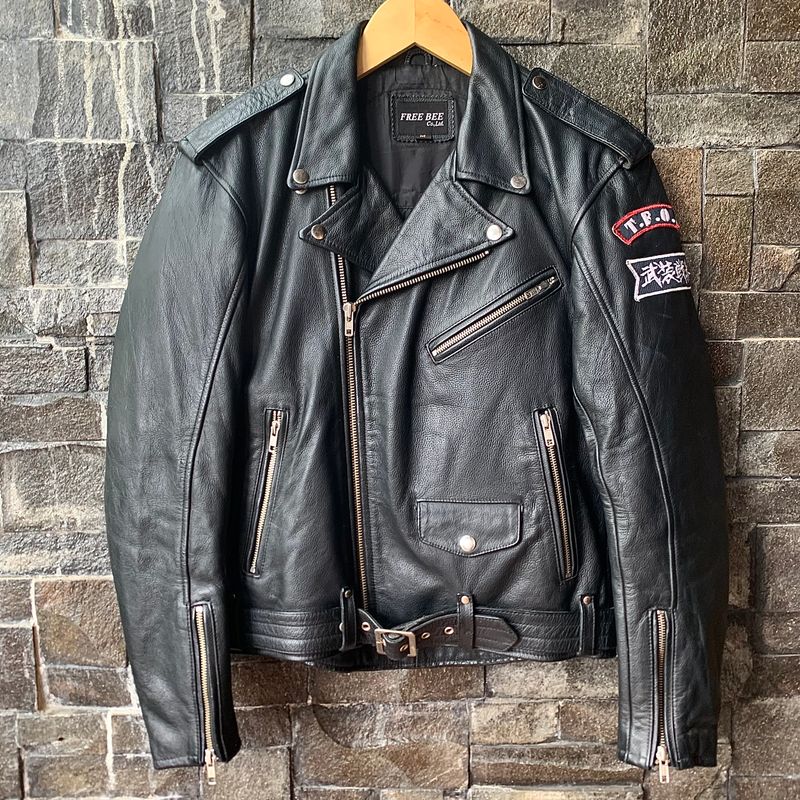 Biker Leather jacket Pria black, foto 2