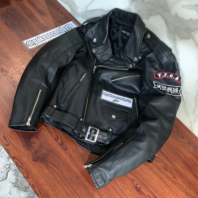 Biker Leather jacket Pria black, foto 6
