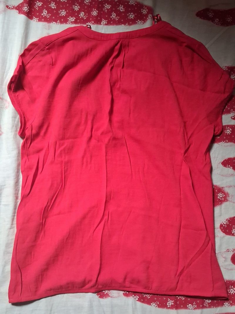 Preloved ZARA Basic Blouse Merah, foto 3