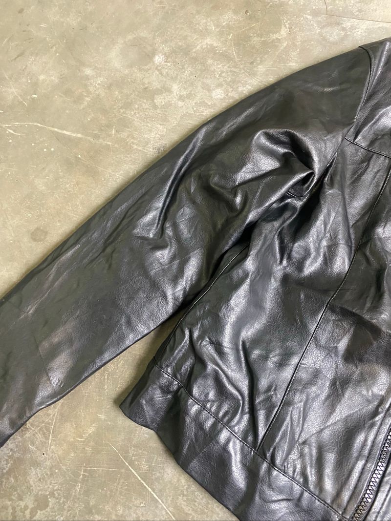 leather jacket boxy kerah daun, foto 4