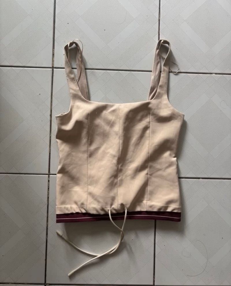 Zara Beige Contrast Drawstring Tank Top, foto 5