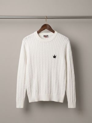 Sweater Boast USA Cableknit Rajut Kepang White