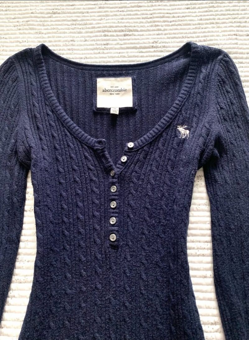 Abercrombie Navy Knit Henley, foto 3