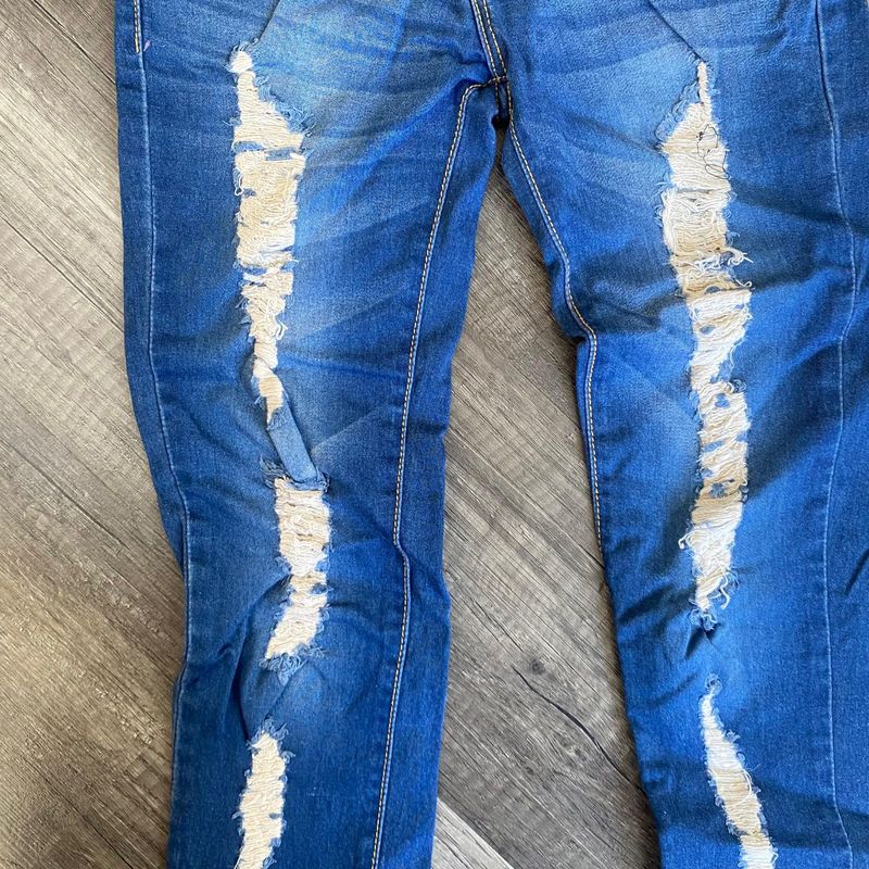 Preloved (Personal Used) Celana PULL&BEAR 7/8 Ripped Jeans, foto 3