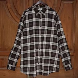 CROFT&BARROW Kemeja Flanel Lengan Panjang Pria Tartan Coklat