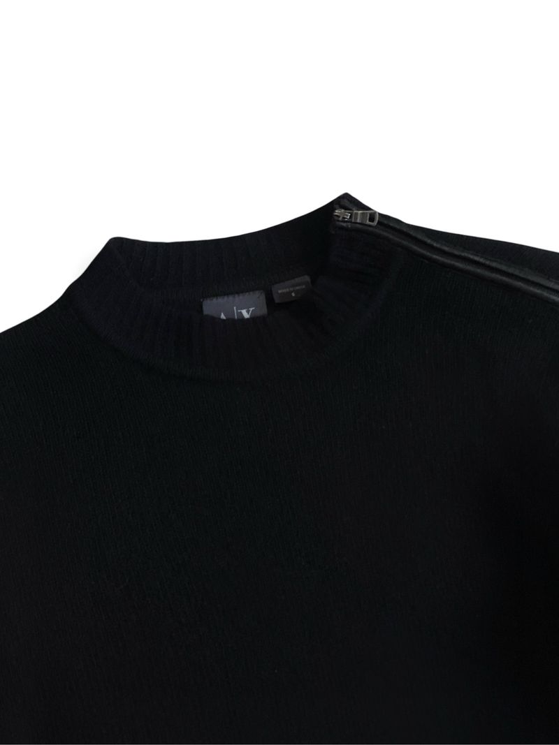 Armani Exchange zip-shoulder mock neck wool knitted sweater, foto 3
