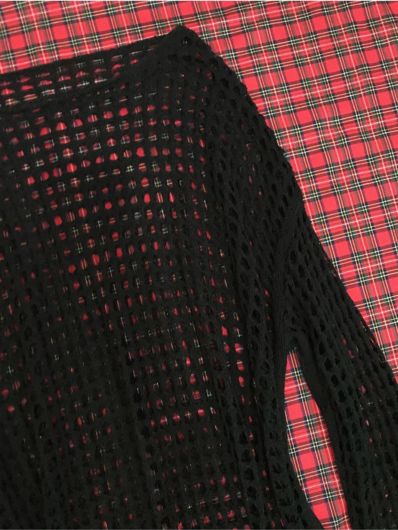 Grunge Black Open Knit Sweater, foto 6