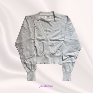 Danibe White Cropped Knit Cardigan