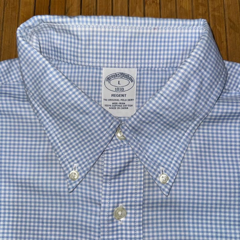 BROOKS & BROTHERS GINGHAM BUTTON DOWN LONG SLEEVE SHIRT, foto 3