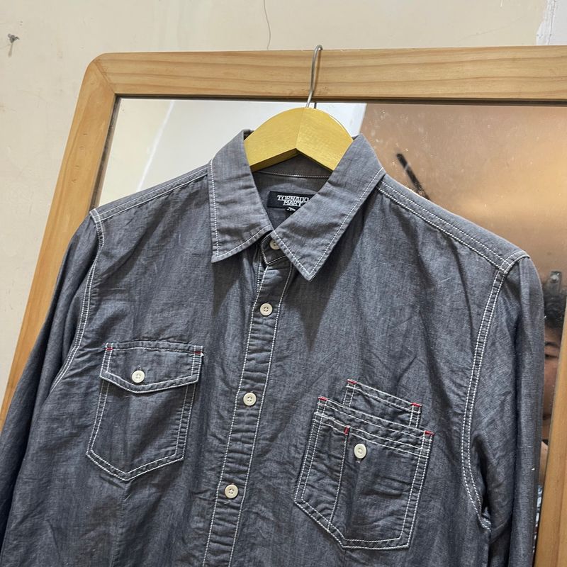 TORNADO MART Japan Basic Gray Multipocket Casual Shirt L/S, foto 3