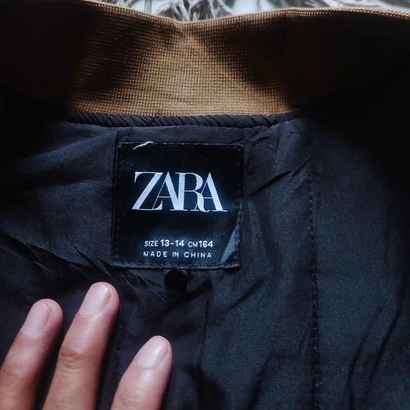Zara varsity woll leather Embroidery jacket, foto 4