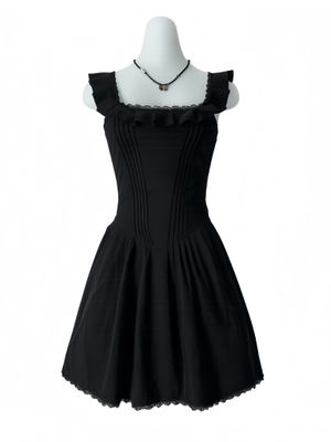 Lace Trim Square Neck Mini Dress