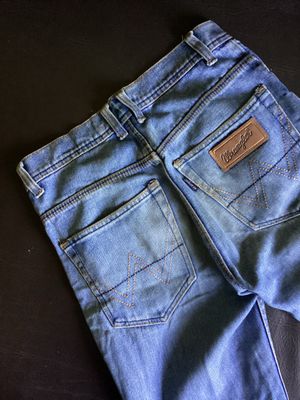 wrangl3r long pants jeans blue denim washing