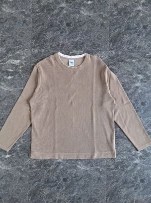 ZARA WAFFLE TEXTURED LONG SLEEVE SWEATSHIRT