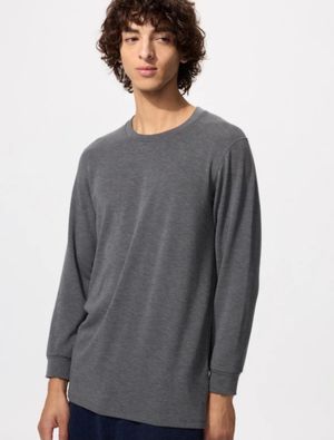 HEATTECH Ekstra Hangat T-Shirt Katun Kerah Bulat | Lengan