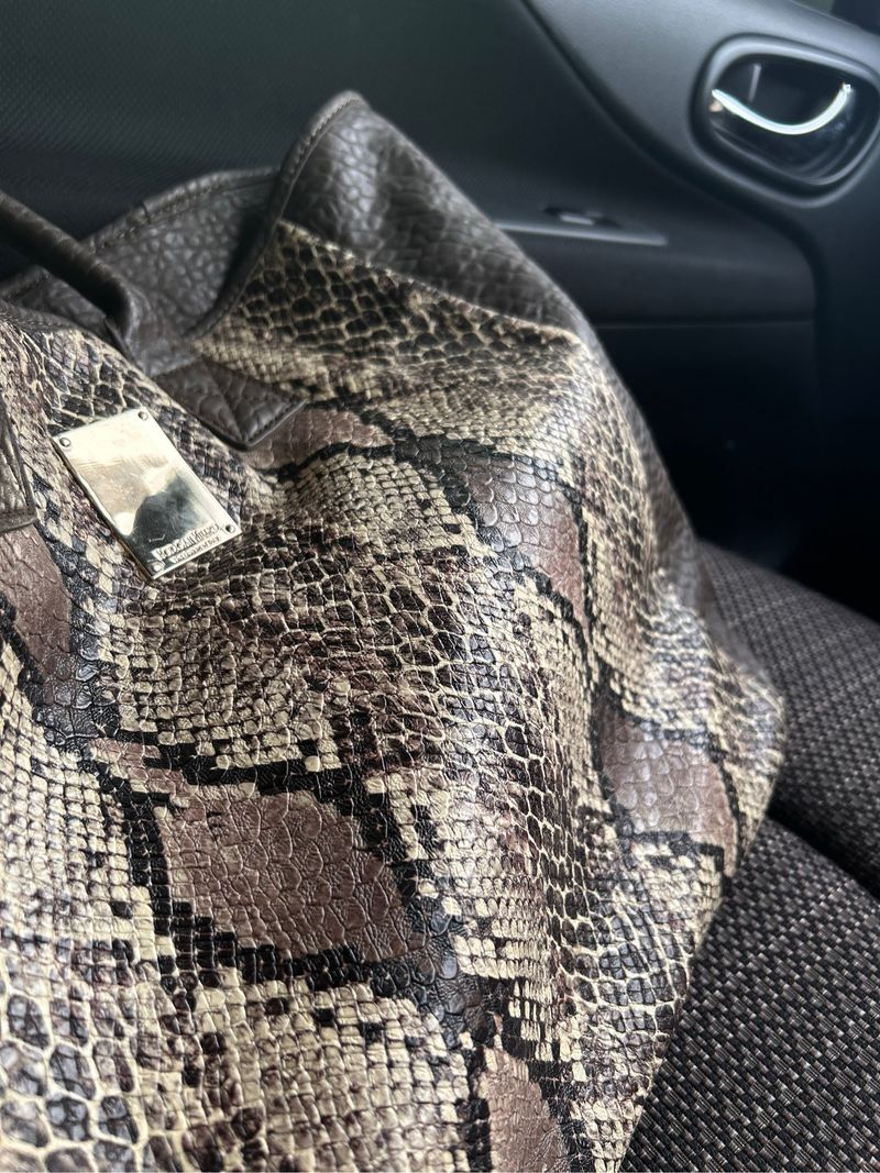 Tas Tote Cokelat Motif ular, foto 4