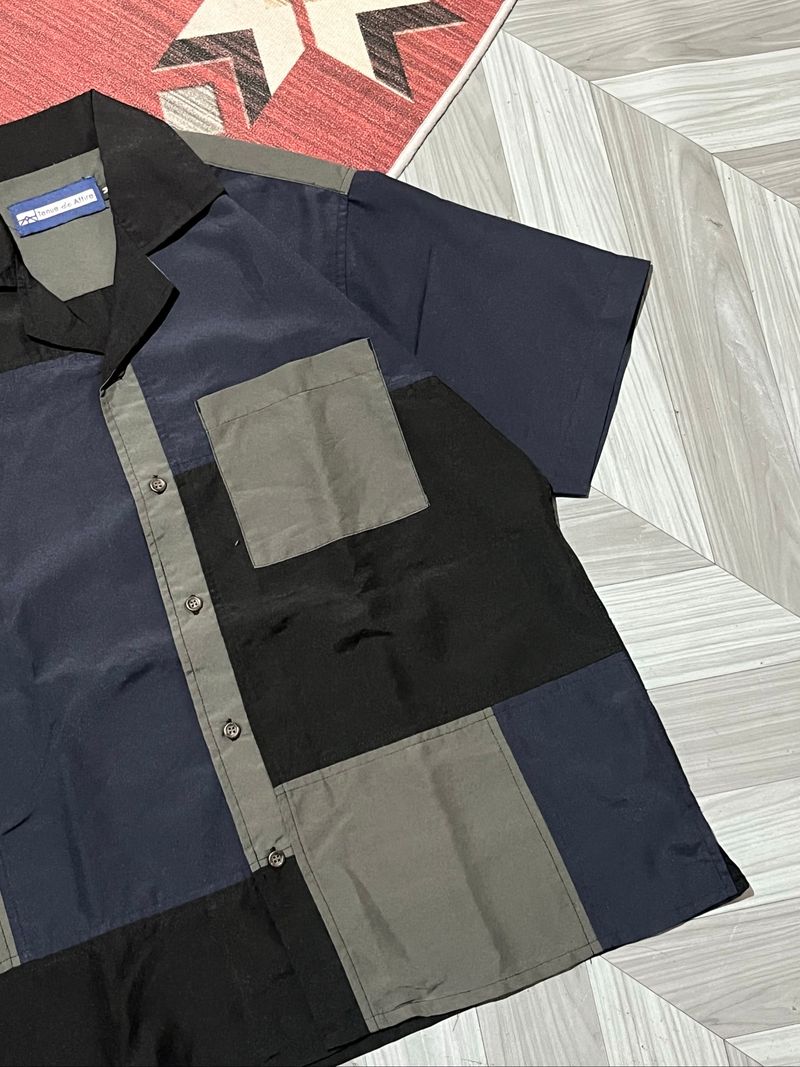 Tenue de Attire Short Sleeve Patchwork Shirt, foto 3