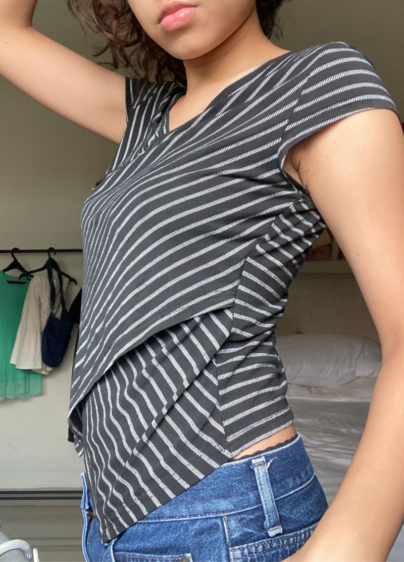 asymmetrical striped top, foto 3