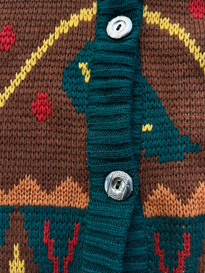 Acrylic Geometric Pattern Colorway Cadigan, foto 8