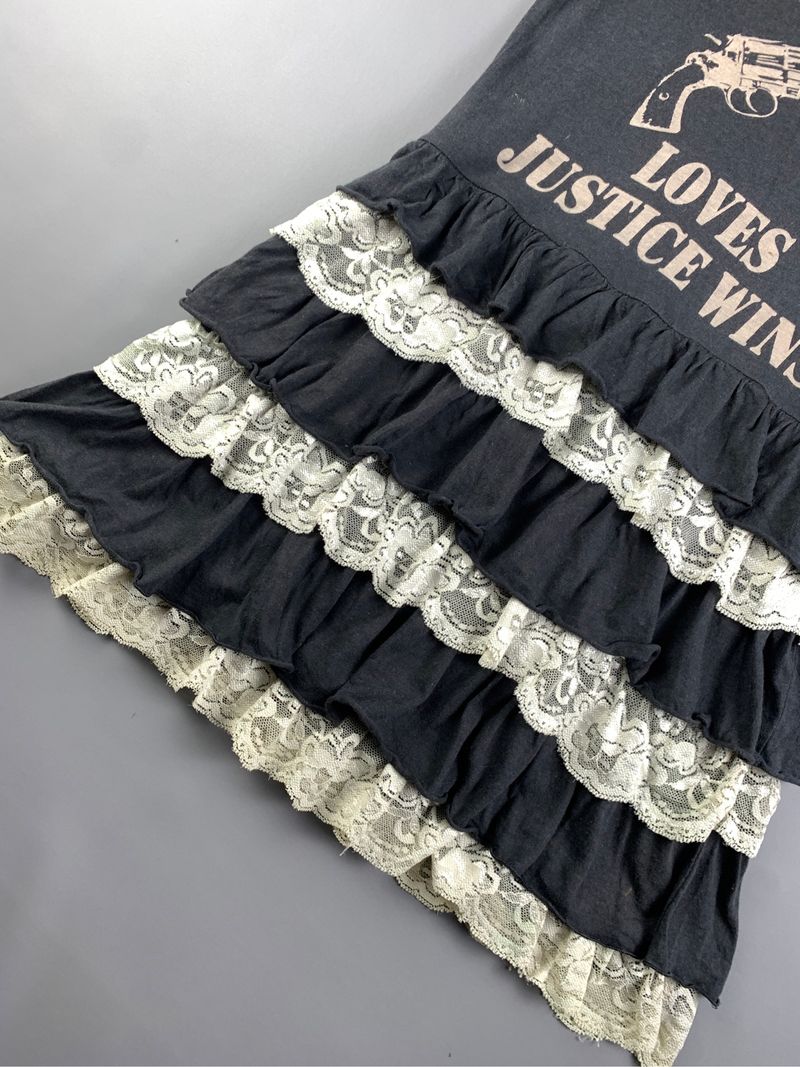2000s Grasp Black Rose Weapon Fitted Ruffle Mini Dress (M), foto 5