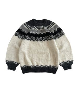 Vintage Sweater Wanita gray cream
