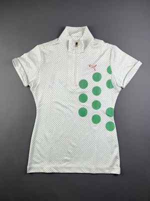Puma White Iconic Polkadot Quater-zip Fitted Polo (M)
