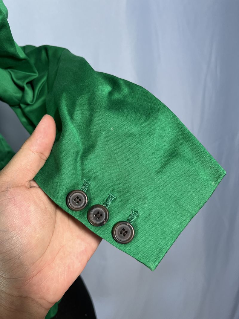 Pea Coat Pendek Hijau Kelly Kancing Ganda, foto 4