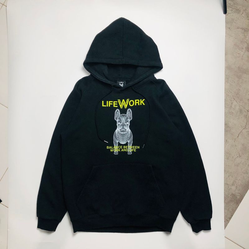 Hoodie Life Work Front Big Logo Jet Black, foto 3