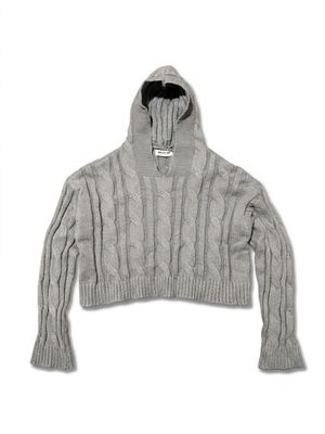 Malista Studio Cropped  Cable Knit Hoodie