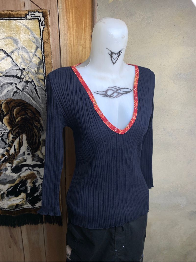 2000s DKNY Jeans Black Pleated Fitted Top (S), foto 2