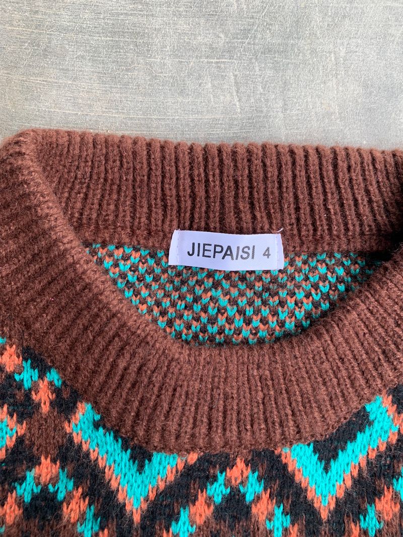 Vintage Y2K Sweater Pria brown, foto 6