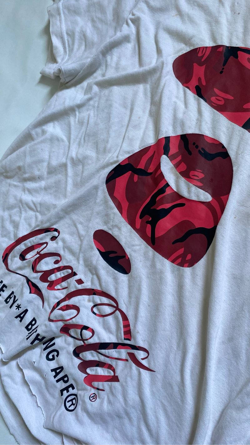 Distreesed BapeXcocca colla white tee vintage, foto 4