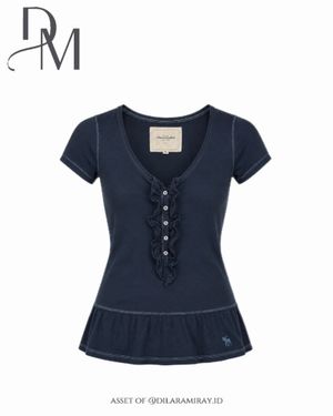 Abercrombie & Fitch Henley Ruffle Button down Top - Babydoll